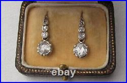 Vintage Art Deco Earrings 925 Sterling Silver 2.51Ct LAB CREATED Moissanite