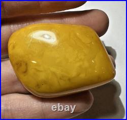Vintage Art Deco Egg Yolk Natural Amber Sterling Silver 13.4g Brooch 9j 1.2