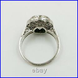 Vintage Art Deco Engagement Antique 14K White Gold Finish 2Ct Halo Diamond Ring