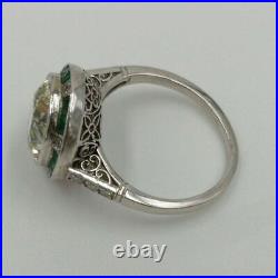Vintage Art Deco Engagement Antique 14K White Gold Finish 2Ct Halo Diamond Ring