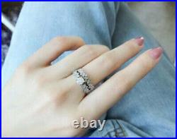 Vintage Art Deco Engagement Bridal Ring 2.4Ct Lab Created 14k White Gold Over