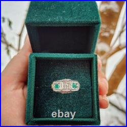 Vintage Art Deco Engagement Filigree Ring 0.95CT Moissanite 14K White Gold Over