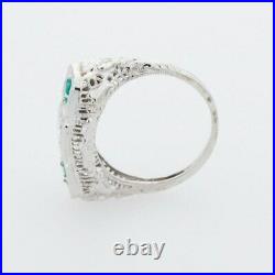 Vintage Art Deco Engagement Filigree Ring 0.95CT Moissanite 14K White Gold Over