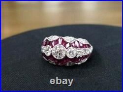 Vintage Art Deco Engagement Milgrain Ring 1.0CT Moissanite 14K White Gold Plated