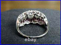 Vintage Art Deco Engagement Milgrain Ring 1.0CT Moissanite 14K White Gold Plated