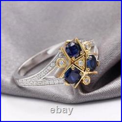 Vintage Art Deco Engagement Ring 14K White Gold Over 1.70Ct Lab Created Sapphire