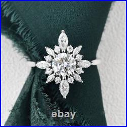 Vintage Art Deco Engagement Ring 14k Gold Moissanite Diamond Gemstone Jewelry