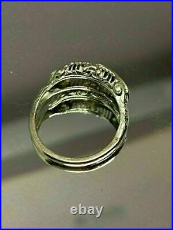 Vintage Art Deco Engagement Ring 14k White Gold 0.5Ct Diamond Filigree Fine Ring