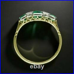Vintage Art Deco Engagement Ring 14k Yellow Gold Plated 2.85Ct Simulated Emerald