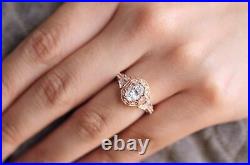 Vintage Art Deco Engagement Ring 1ct Oval Cut VVS1D Diamond 14k Rose Gold Finish
