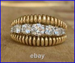 Vintage Art Deco Engagement Ring 2.1 Ct NATURAL Diamond 14K Yellow Gold Plated