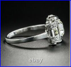 Vintage Art Deco Engagement Ring 2.8 Ct Simulated Diamond 14K White Gold Plated