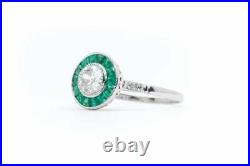 Vintage Art Deco Engagement Ring 2Ct Round Moissanite 14k White Gold in Size 5.5