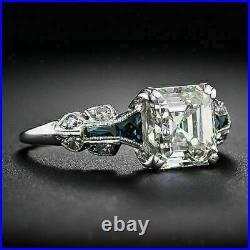 Vintage Art Deco Engagement Ring 925 Sterling Silver 2.5 Ct Asscher Diamond Ring