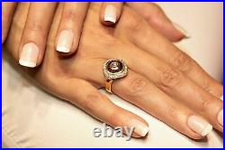 Vintage Art Deco Engagement & Weddiing Ring 1.16 CT Diamond 14K Yellow Gold Over
