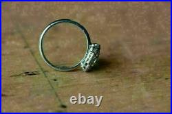 Vintage Art Deco Engagement & Wedding Ring 14K White Gold Plated 1.00Ct Baguette