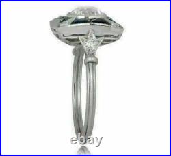 Vintage Art Deco Engagement & Wedding Ring 2.30 Ct Diamond 14k White Gold Over