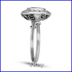 Vintage Art Deco Engagement Wedding Ring 3 Ct Pink Emerald Diamond 14K Gold Over