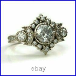 Vintage Art Deco Engagement Wedding Ring 925 Sterling Silver 2.1Ct Round Diamond