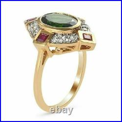 Vintage Art Deco Estate Ring 14K Yellow Gold Plated 2.23 Ct Simulated Emerald