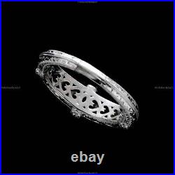 Vintage Art Deco Fine Birthday Ring 14k White Gold Moissanite Diamond Gemstone