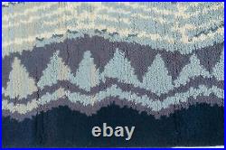 Vintage Art Deco Ivory, Blue and Midnight Blue Handwoven Wool Runner BB7539