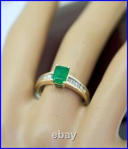 Vintage Art Deco Jewelry Gold Ring Natural Diamond & Emerald Vintage Jewellery 8