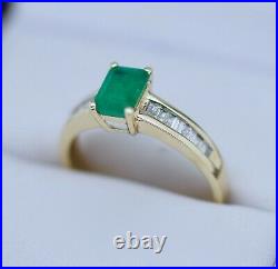 Vintage Art Deco Jewelry Gold Ring Natural Diamond & Emerald Vintage Jewellery 8