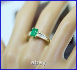 Vintage Art Deco Jewelry Gold Ring Natural Diamond & Emerald Vintage Jewellery 8