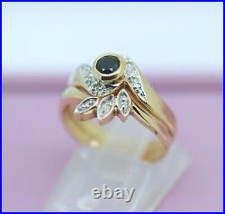 Vintage Art Deco Jewelry Gold Ring Set Natural Diamonds Antique Jewellery