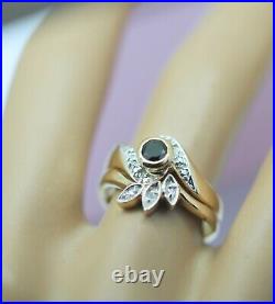 Vintage Art Deco Jewelry Gold Ring Set Natural Diamonds Antique Jewellery