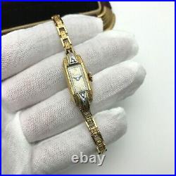 Vintage Art Deco Ladies Diamond Watch in Original Box Looks Mint Doesn't Run 3AN