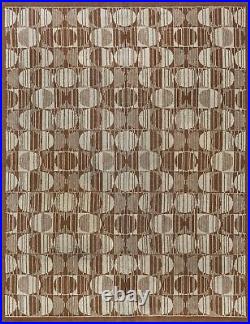 Vintage Art Deco Light Brown and Sand Handwoven Wool Carpet BB7092