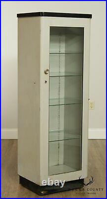 Vintage Art Deco Metal One Door Medical Display Cabinet