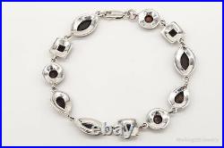 Vintage Art Deco Multiple Gemstone Sterling Silver Bracelet