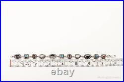 Vintage Art Deco Multiple Gemstone Sterling Silver Bracelet