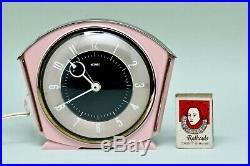 Vintage Art Deco Pink Bakelite Brass 1947-50 Metamec Mains Electric Alarm Clock