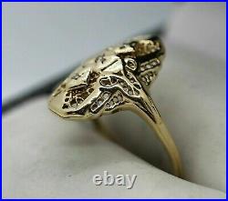 Vintage Art Deco Ring 14K Yellow Gold Plated 2.10Ct Round Simulated Diamond