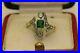 Vintage Art Deco Ring 14K Yellow Gold Plated Silver 2.2 Ct Simulated Emerald