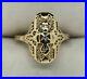Vintage Art Deco Ring 14K Yellow Gold Plated Sliver 2.1Ct Created Diamond