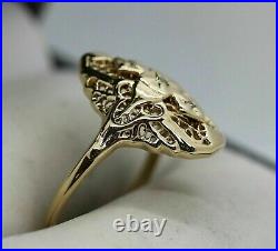 Vintage Art Deco Ring 14K Yellow Gold Plated Sliver 2.1Ct Created Diamond
