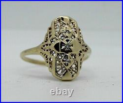 Vintage Art Deco Ring 14K Yellow Gold Plated Sliver 2.1Ct Simulated Diamond