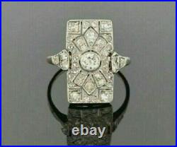 Vintage Art Deco Ring Engagement & Wedding Ring 2Ct Diamond 14k White Gold Over