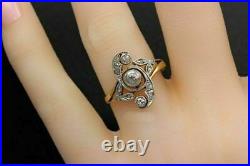 Vintage Art Deco Royal Antique Engagement Ring 14K Yellow Gold Over 1 Ct Diamond