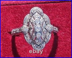 Vintage Art Deco Sparkle 4Ct round Lab Created Diamond Engagement 925Silver Ring