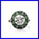 Vintage Art Deco Style 1.45Ct Lab Created Diamond & Emerald Wedding Silver Ring