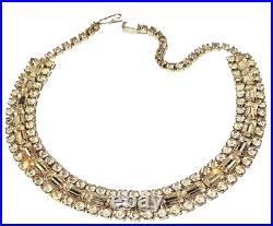 Vintage Art Deco Style Faceted Crystal Silver Tone Necklace