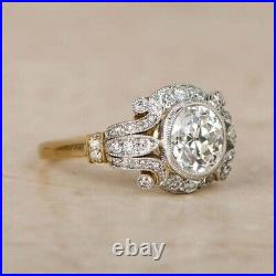 Vintage Art Deco Style Lab Created Diamond Edwardian Engagement 925 Silver Ring