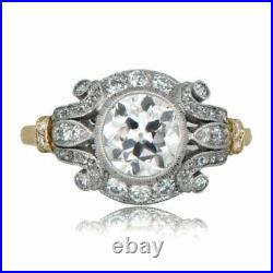 Vintage Art Deco Style Lab Created Diamond Edwardian Engagement 925 Silver Ring