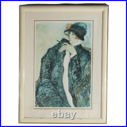 Vintage Art Deco Style Lithograph Signed Barbara Wood 20th C